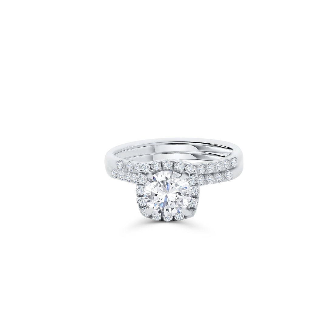 14K Gold 1.50CT Halo Classic Round Diamond Engagement Bridal Set