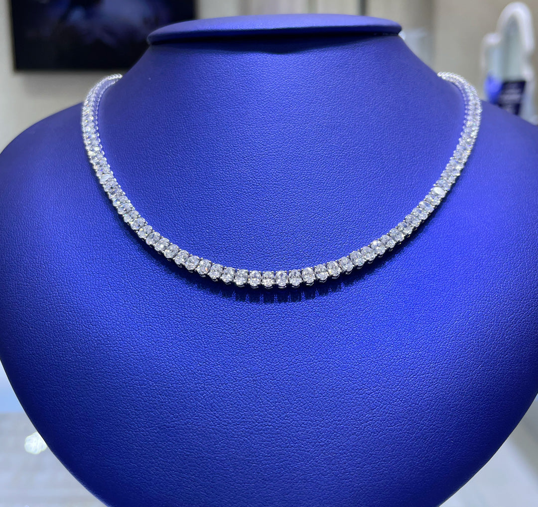 14K Gold 9.5ctw Lab Grown Oval Cut Diamond Necklace