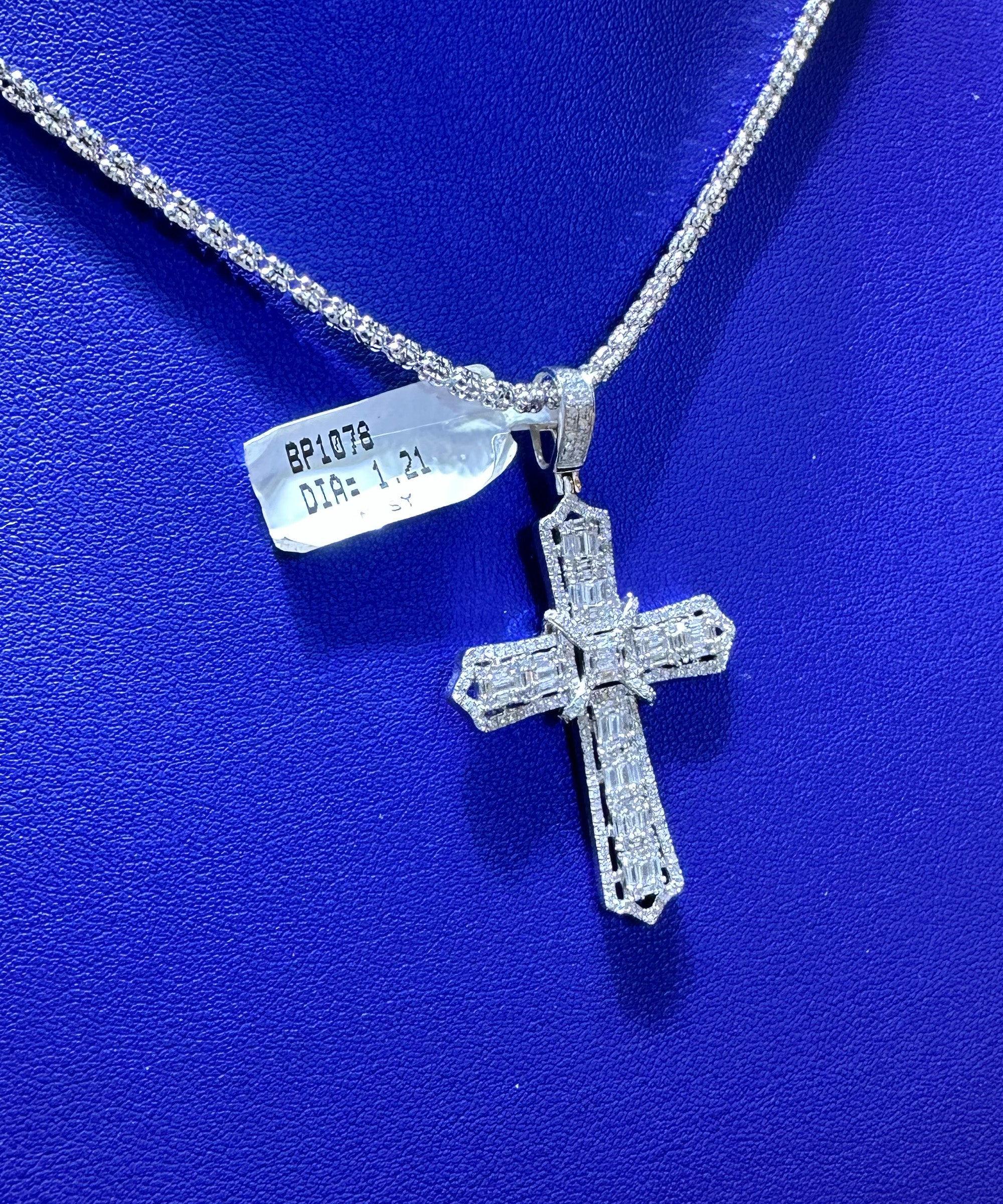 1.75ctw Natural Diamond Cross Pendant in 10K Gold