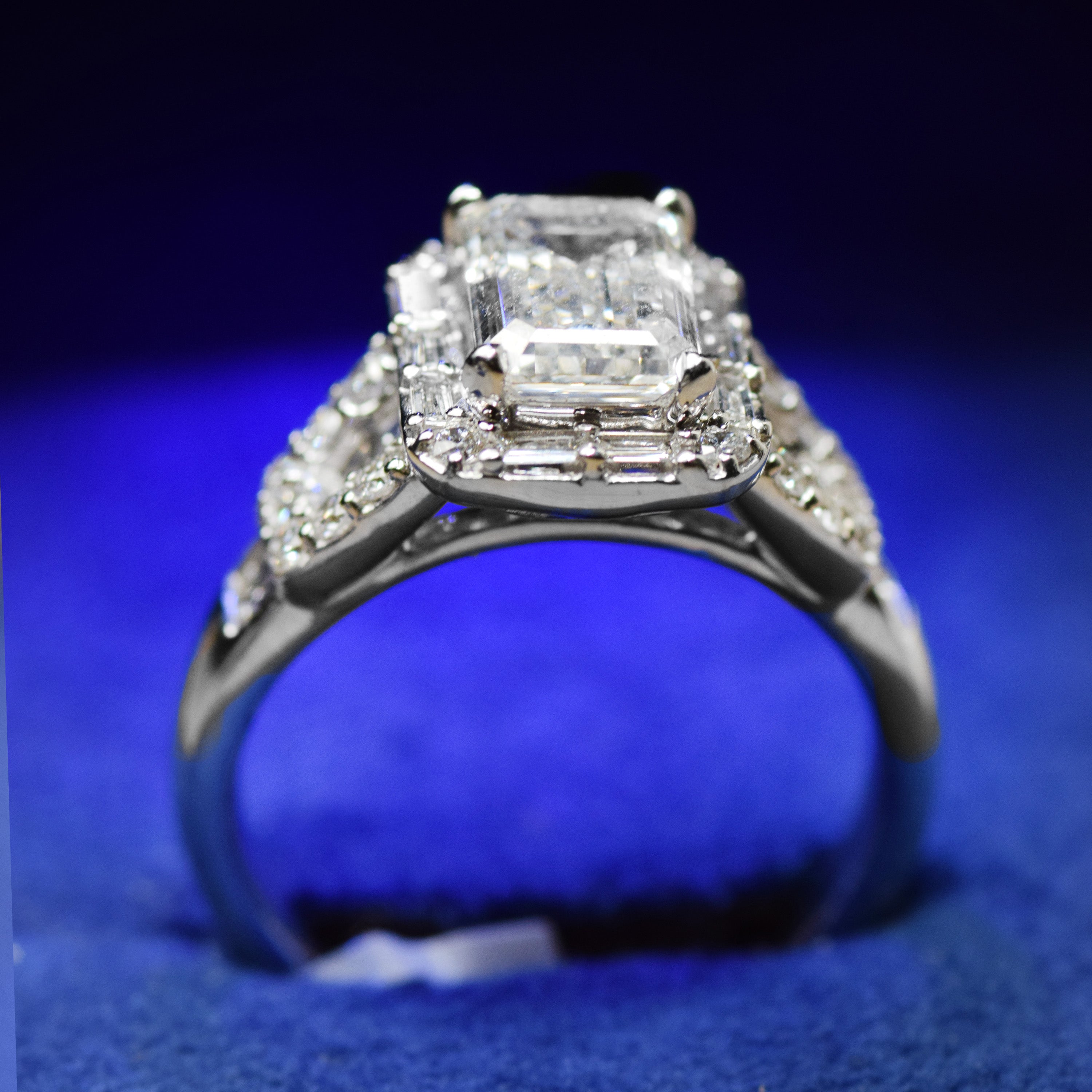 14K Gold 2.83 CT Lab Grown Emerald Cut Lab Diamond Engagement Ring
