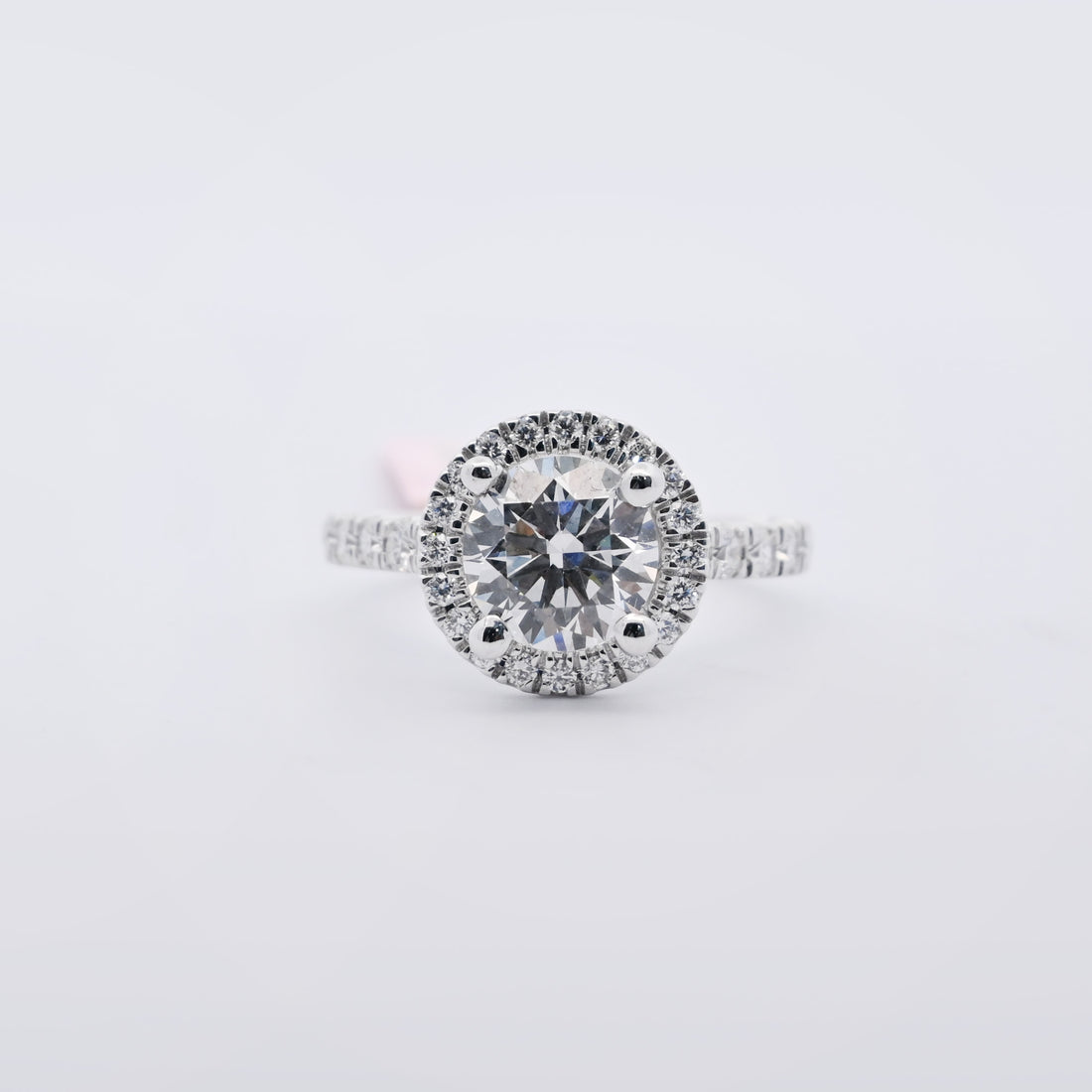 14K Gold 2.69 CT Lab Grown Round Brilliant Cut Halo Diamond Engagement Ring