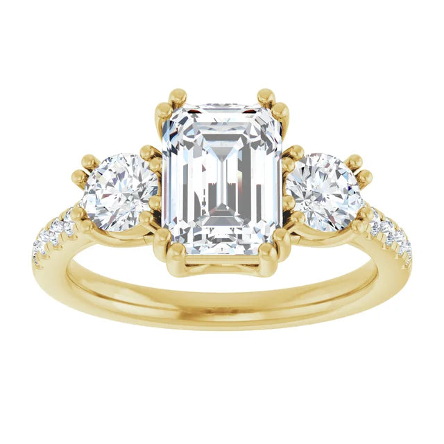 14K Gold Emerald Cut [2.09ctw] Lab-Grown Diamond [E - VVS2] Engagement Ring