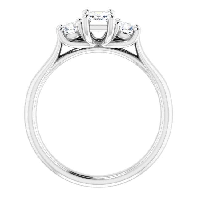 14K Gold Emerald Cut 3 Stone [0.50 ctw] Lab-Grown Diamond [D - VS1] Engagement Ring