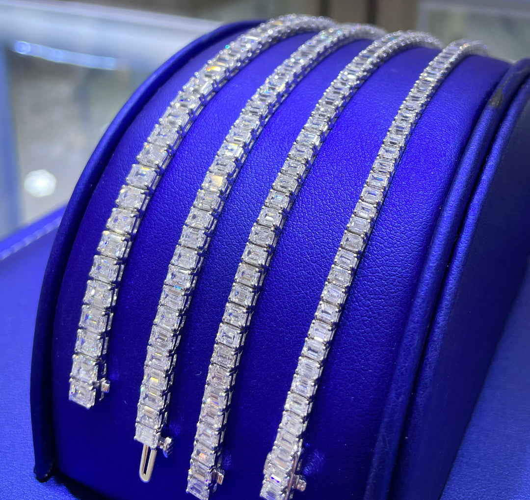 14K Gold Emerald 6ctw - 9ctw - 12ctw - 17ctw Cut Lab Grown Diamond Bracelet