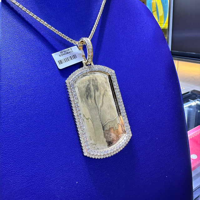 6.25ctw Natural Diamond Memory Charm Rectangle Pendant in 10K Gold