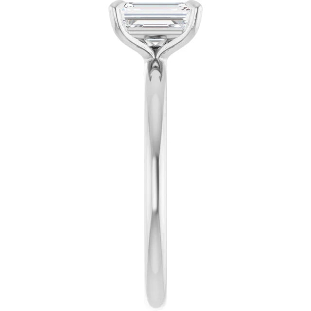 14K Gold Emerald Cut Solitaire [0.97ctw] Lab-Grown Diamond [D - VS2] Engagement Ring