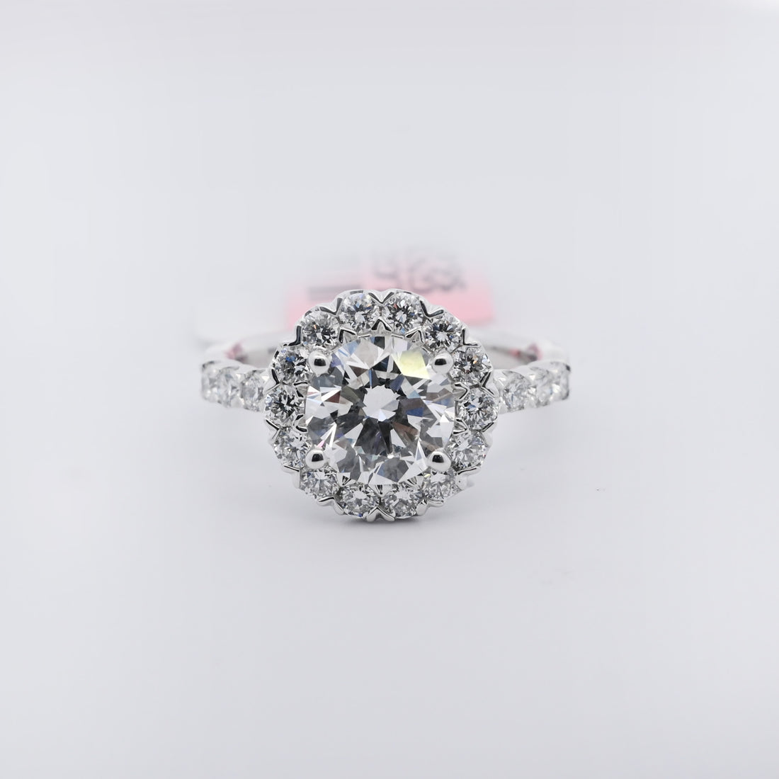 14K Gold 3.10 CT Lab Grown Floral Bezel Halo 4 Prong Diamond Engagement Ring