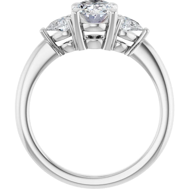 14K Gold Oval Lab-Grown Diamond 1.01 CTW VVS1/D Side Pear Cut Engagement Ring