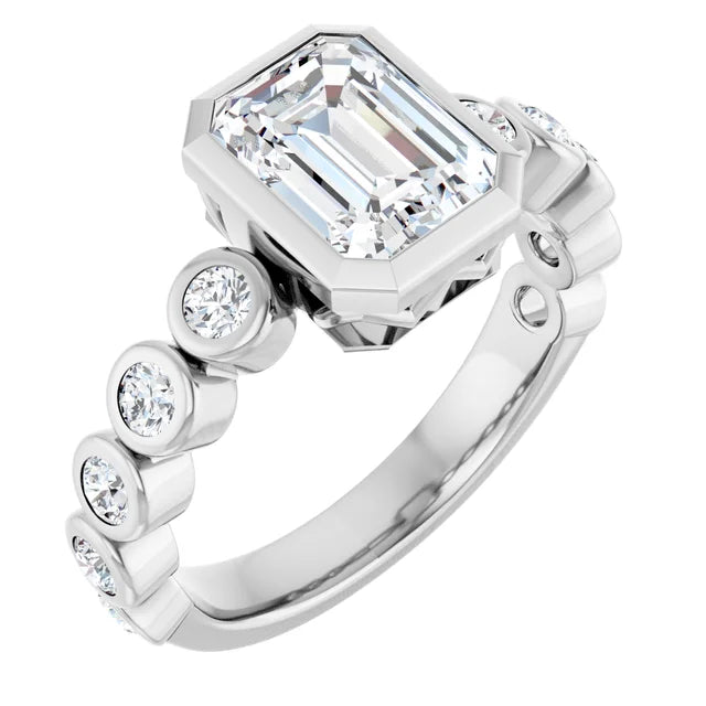 14K Gold Emerald Cut Bezel Set [1.54ctw] Lab-Grown Diamond [D - VVS2] Engagement Ring