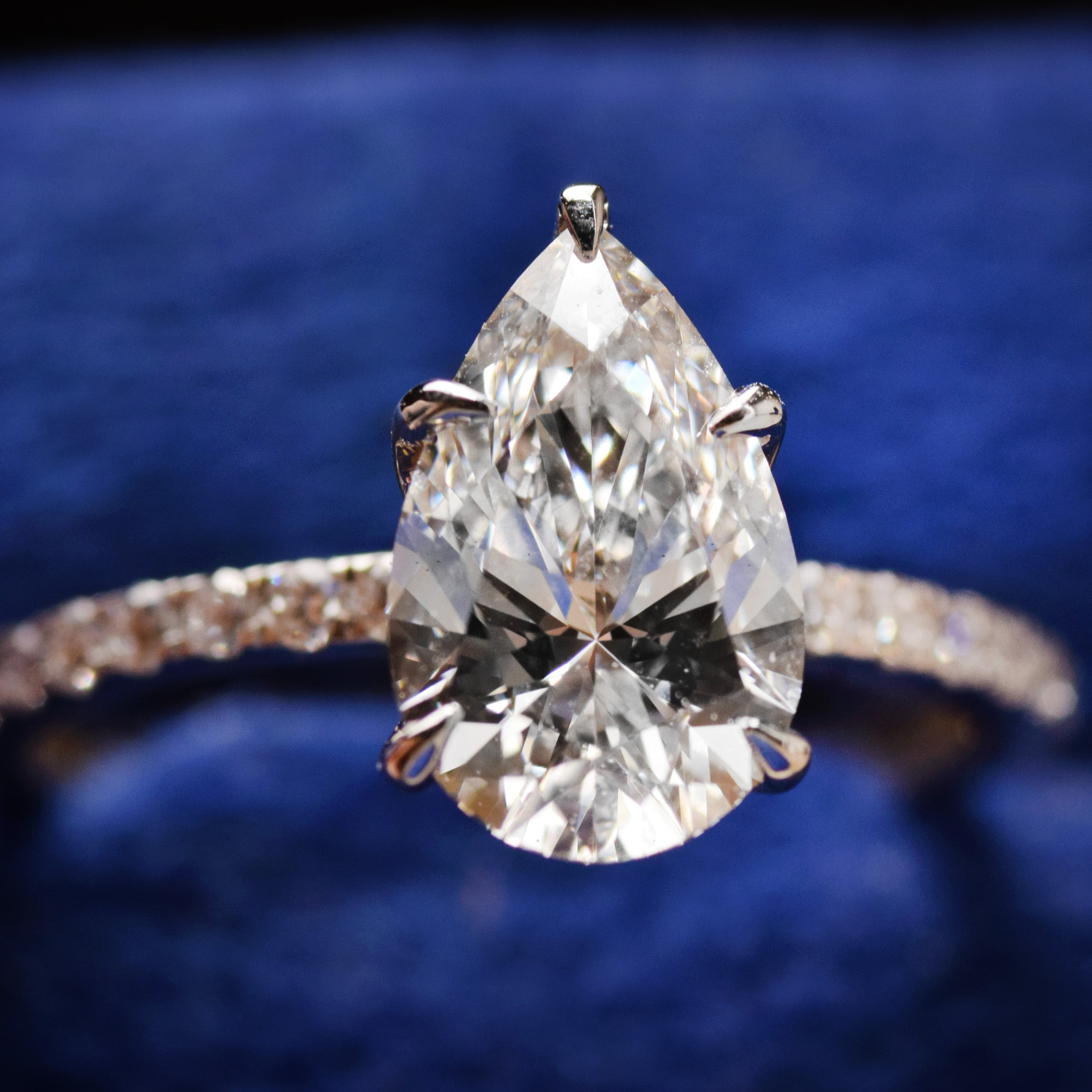 14K Gold 2.30 CT Lab Grown Pear Cut Lab Diamond Engagement Ring