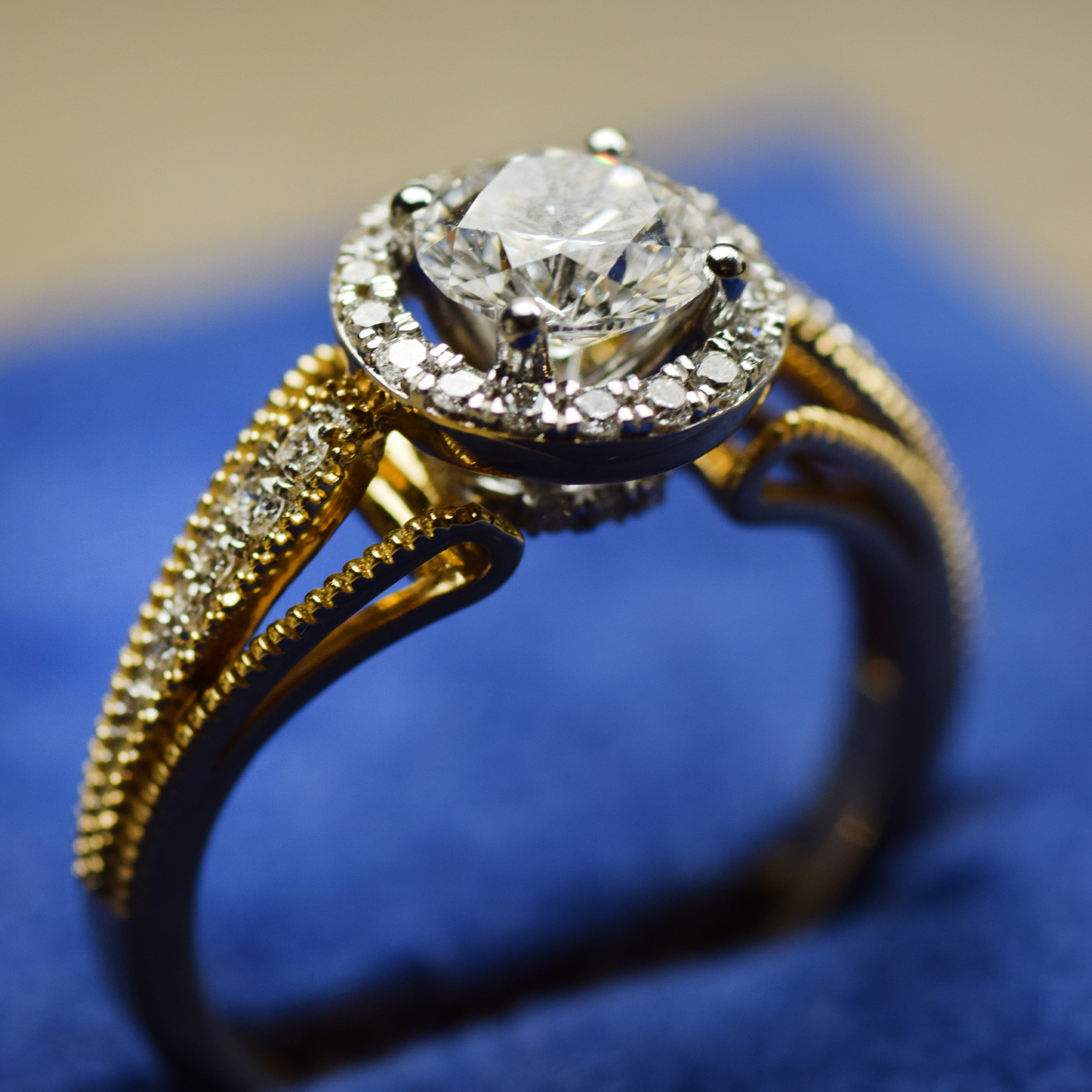 14K Gold 1.32 CT Lab Grown Round Classic Vintage Lab Diamond Engagement Ring