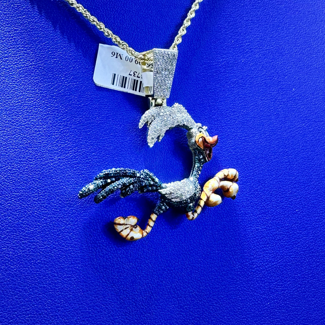 1.55ctw Natural Diamond Bird Pendant in 10K Gold