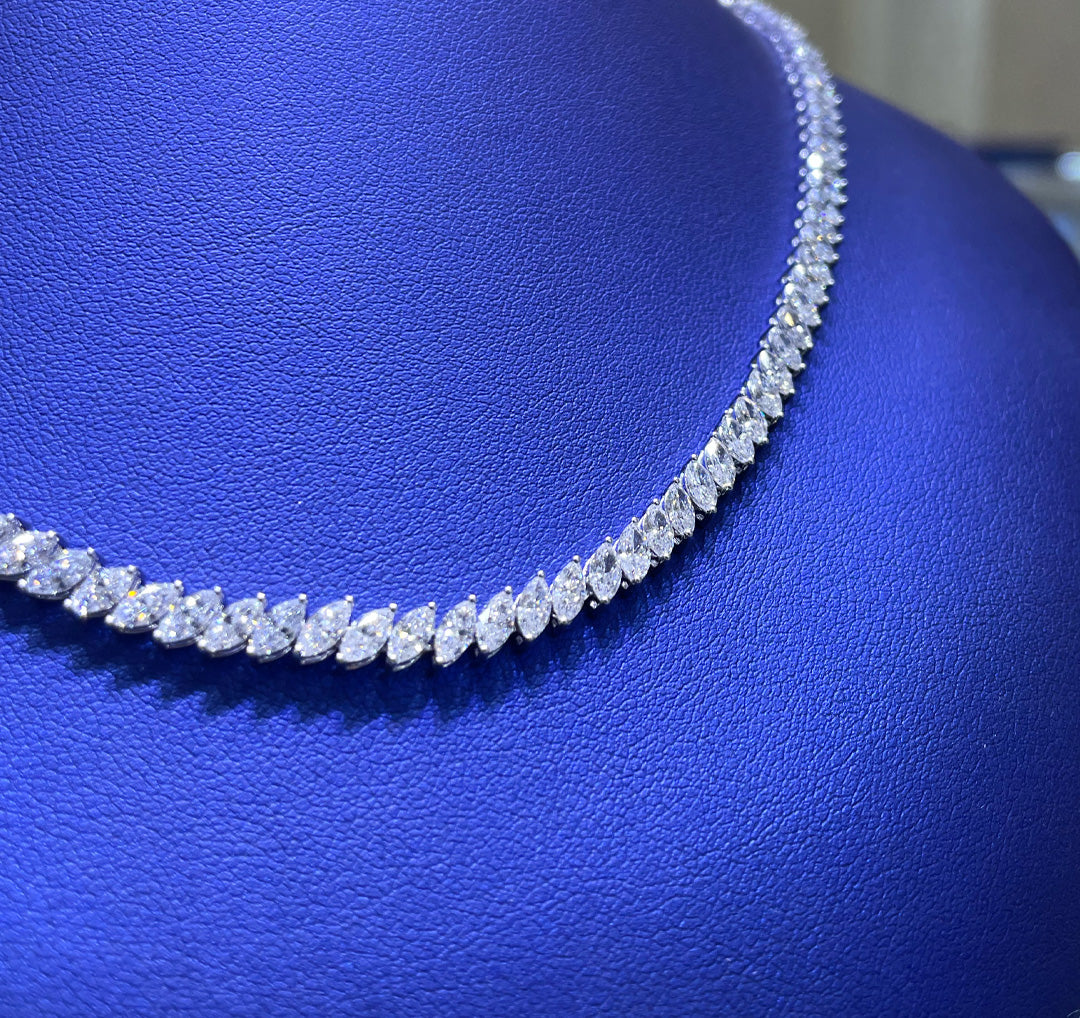 14K Gold 9.22ctw Lab Grown Marquise Cut Diamond Necklace