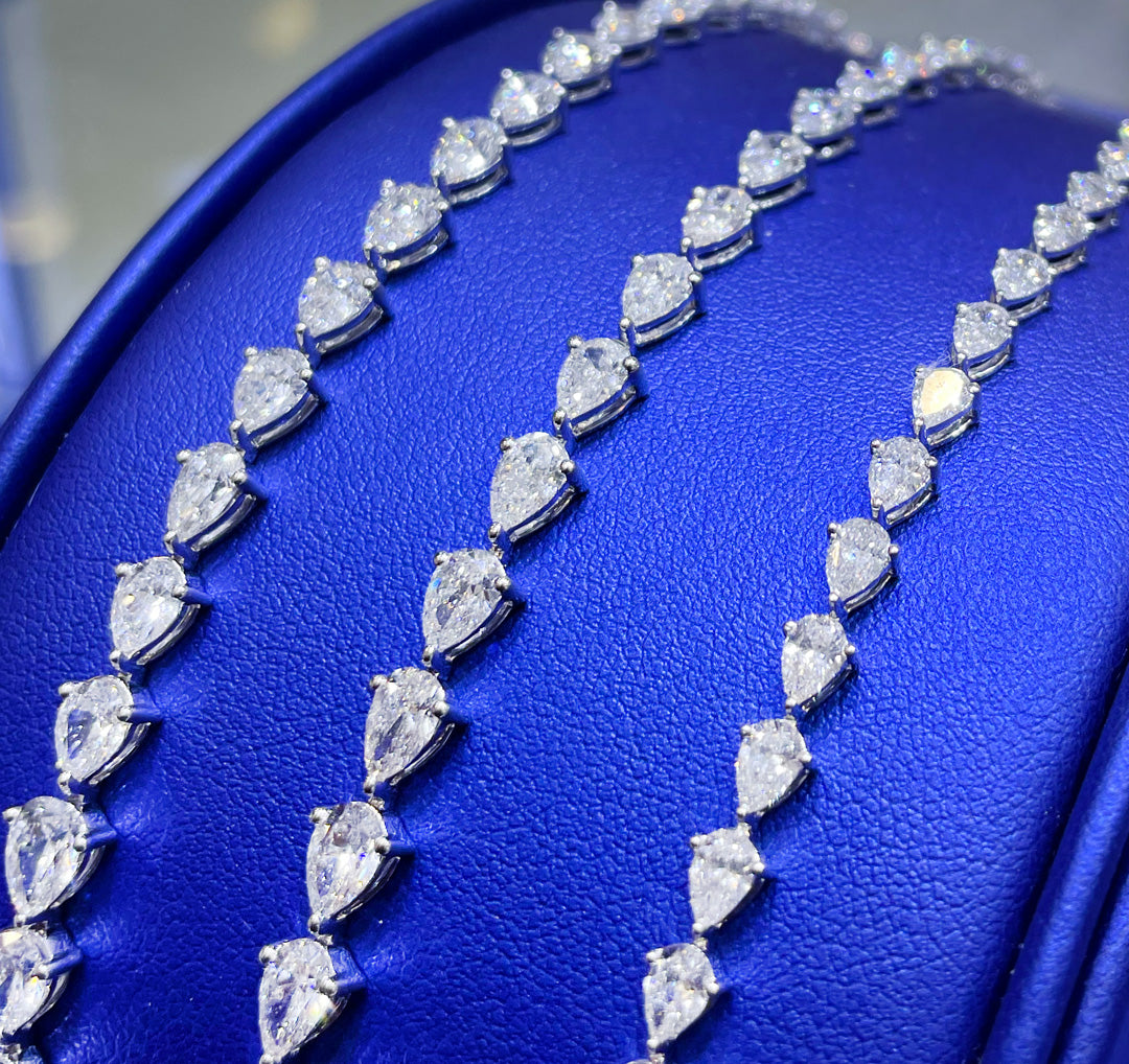 14K Gold Pear Cut 7ct - 10ct - 12ct Lab Grown Diamond Bracelet