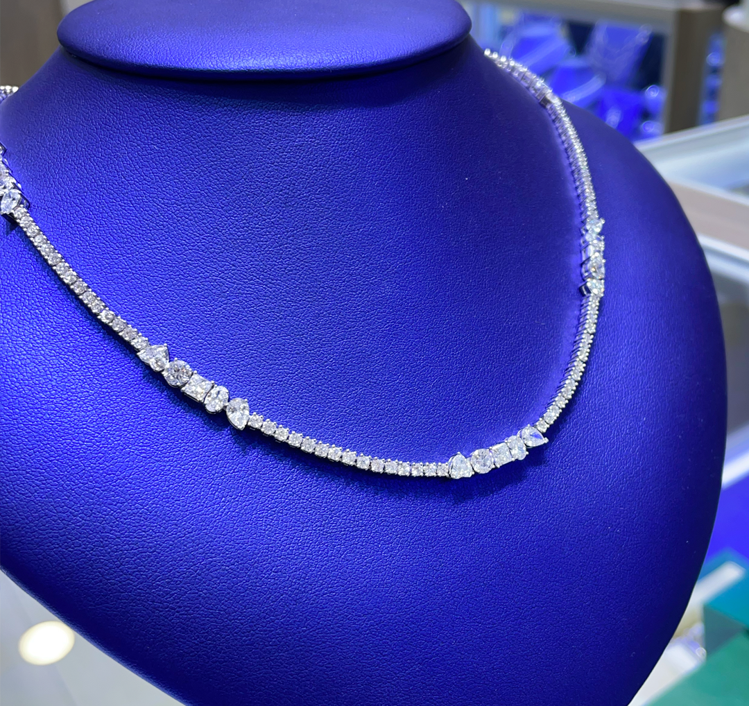 14K Gold 8.26ctw Lab Grown Diamond Multi Stone Necklace