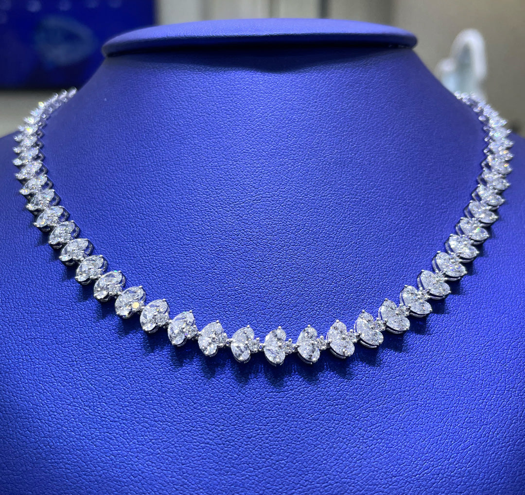 14K Gold 11.65ctw Lab Grown Marquise Cut Diamond Necklace