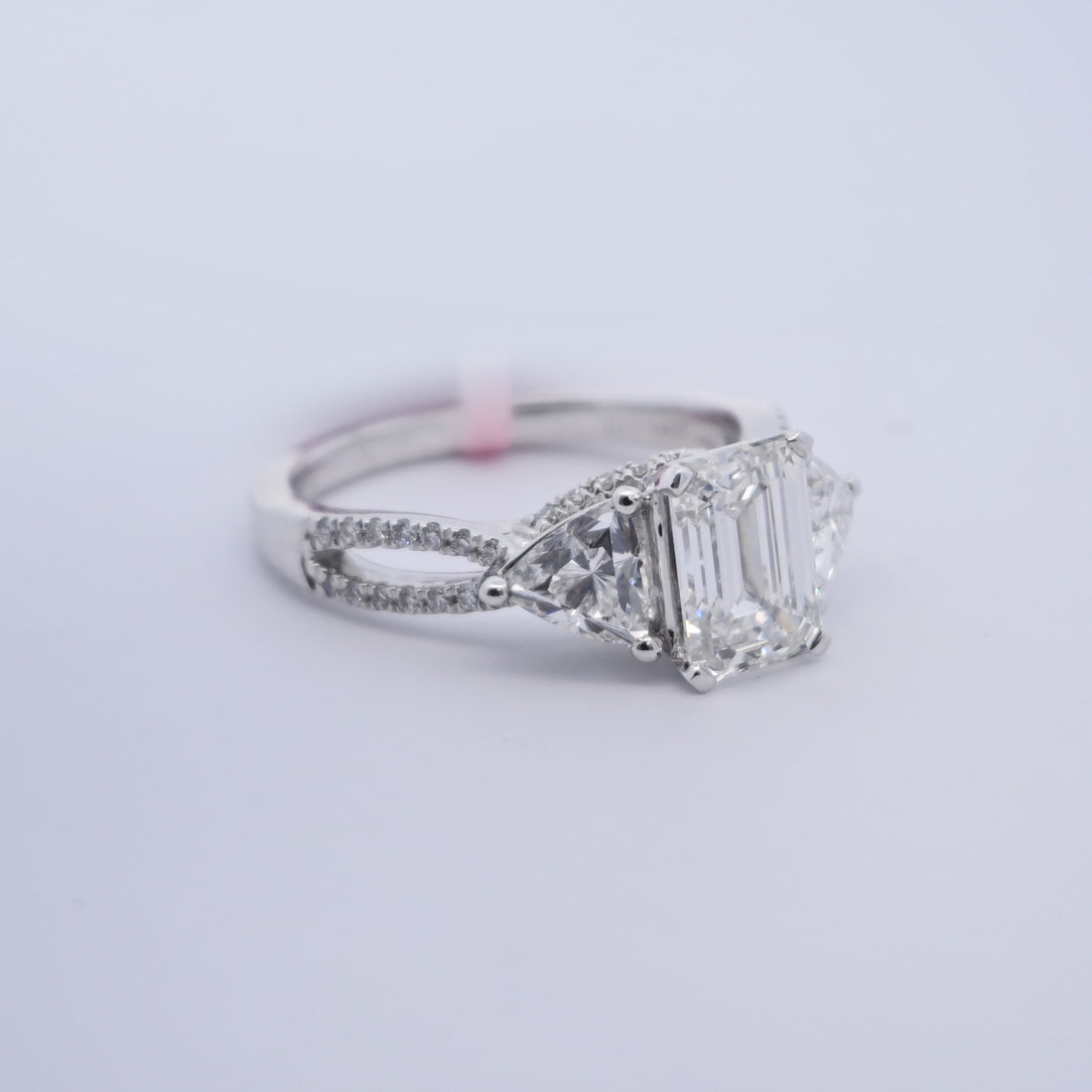 14K Gold 3.45 CT Lab Grown Emerald Cut Wedding Engagement Ring