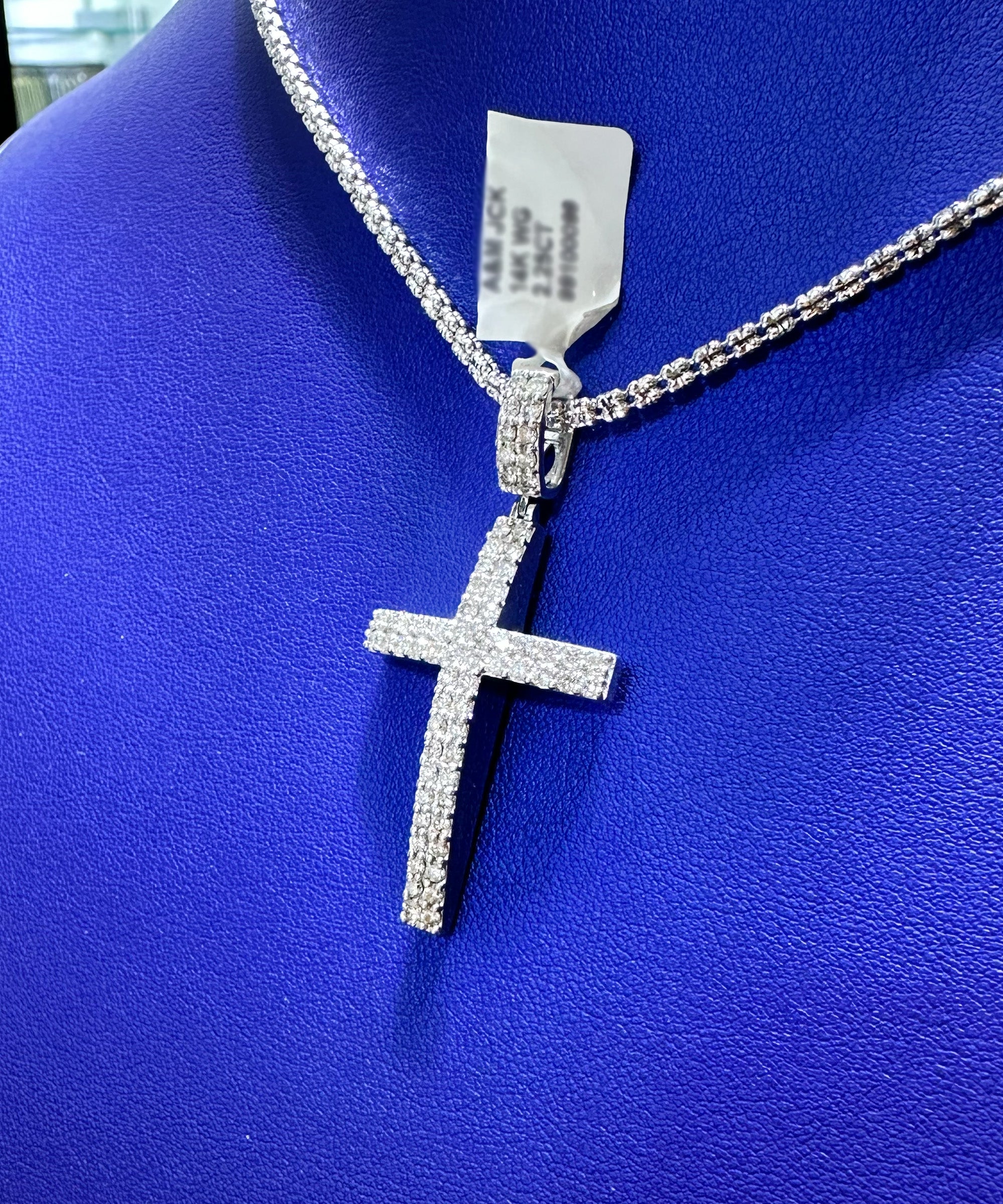 2.25ctw Natural Diamond Cross Pendant in 14K Gold