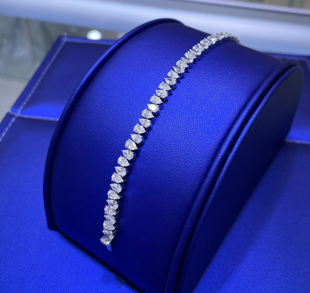 14K Gold 8.46ctw Pear Cut Lab Grown Diamond Bracelet