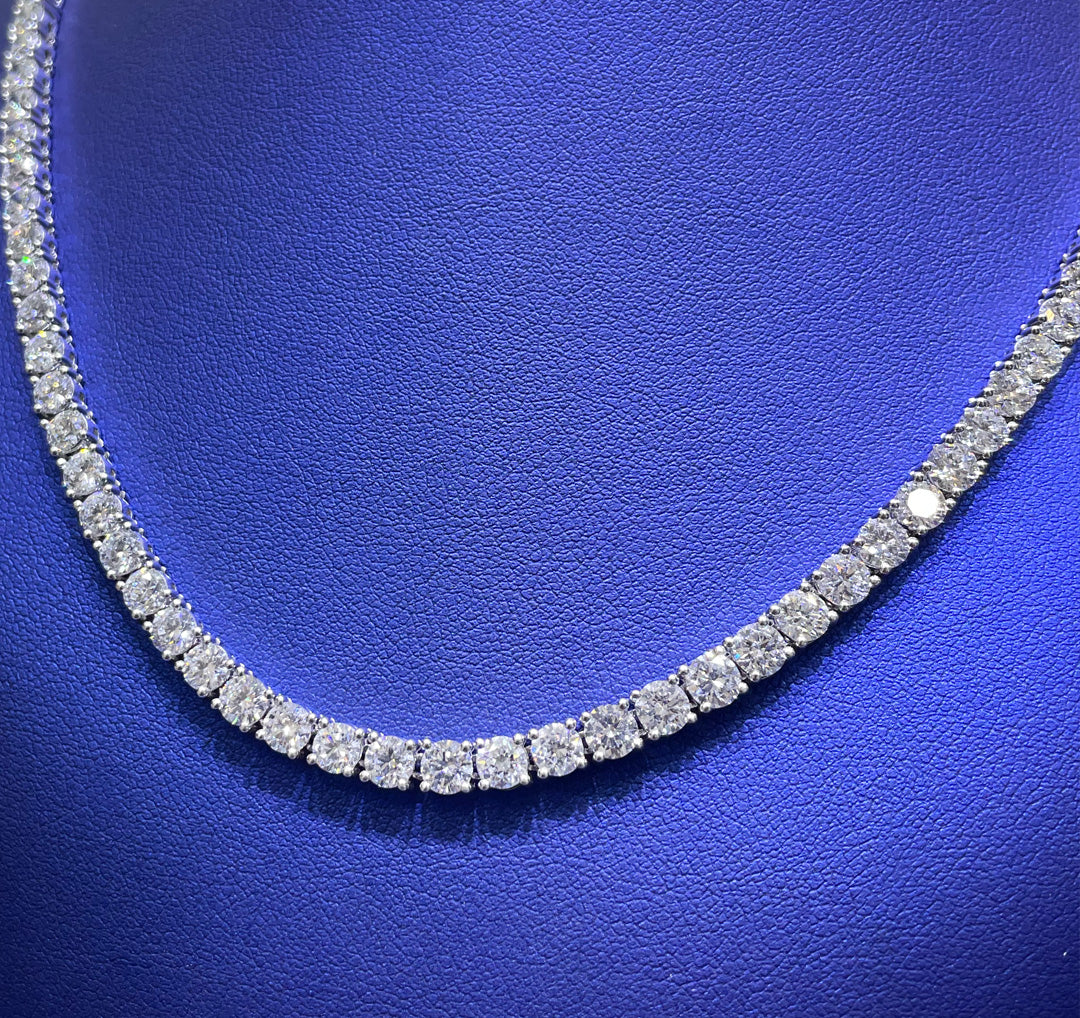 14K Gold 25.75ctw Lab Grown Round Cut Tennis Diamond Necklace