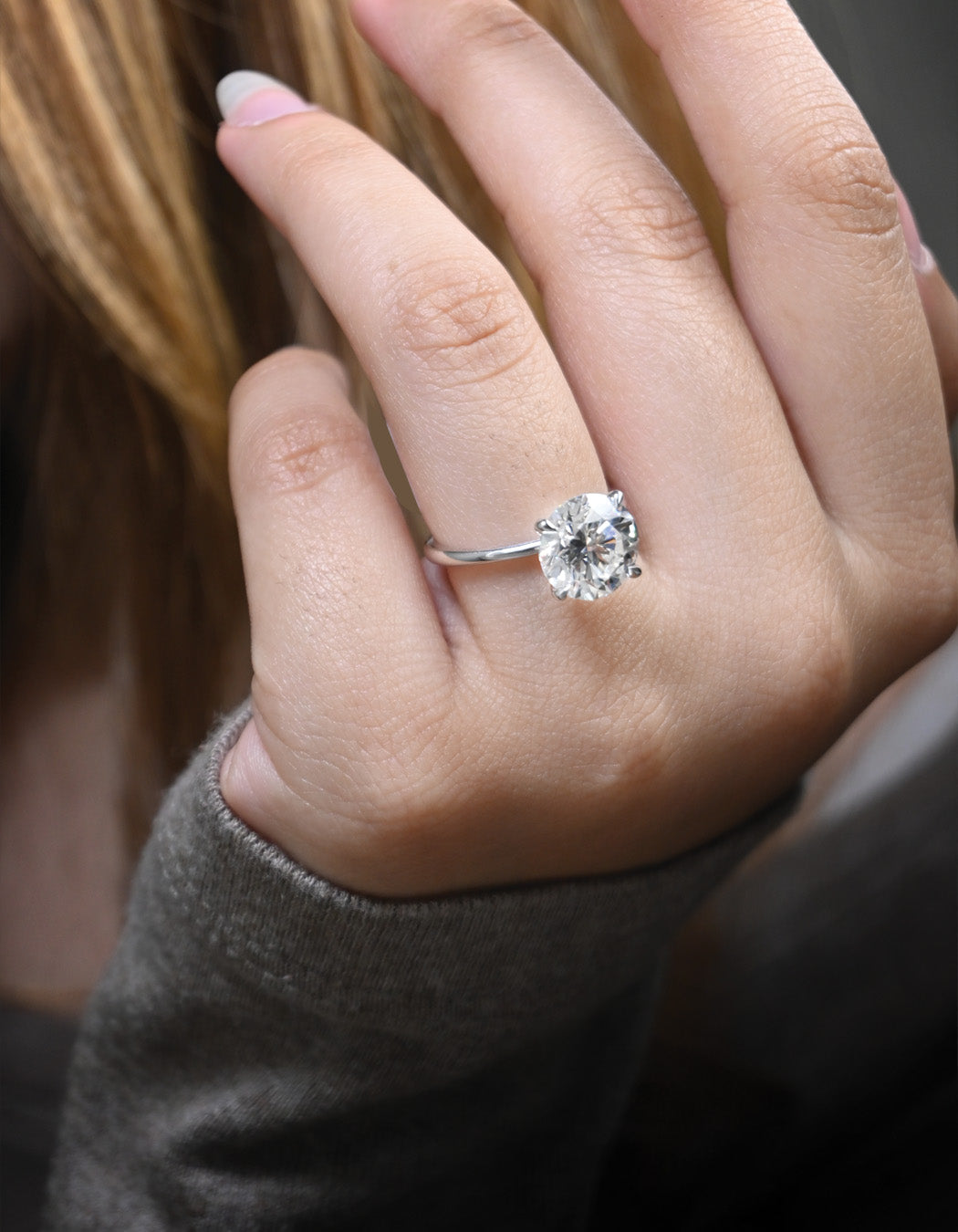 14K Gold 4.07CT Round Cut Diamond Engagement Ring