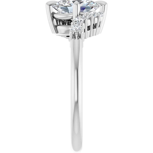 14K Gold Oval Lab-Grown 1.03 CT Diamond Engagement Ring