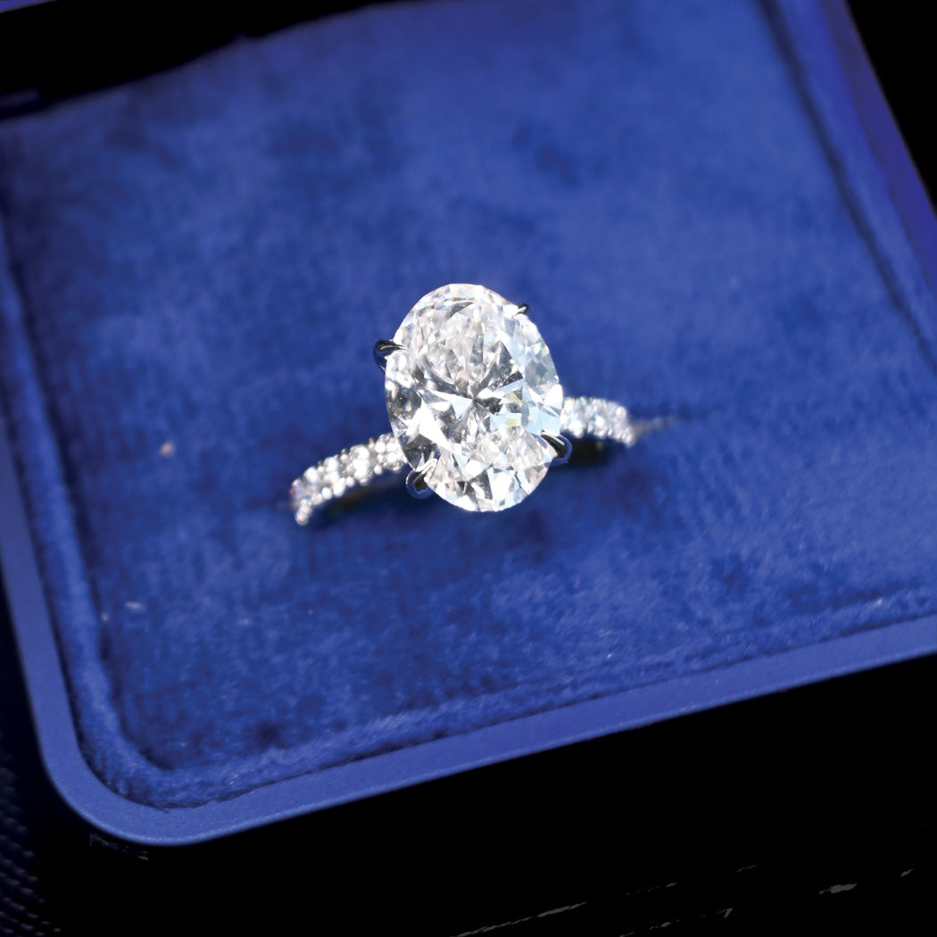 14K Gold 4.08CT Oval Diamond Engagement Ring