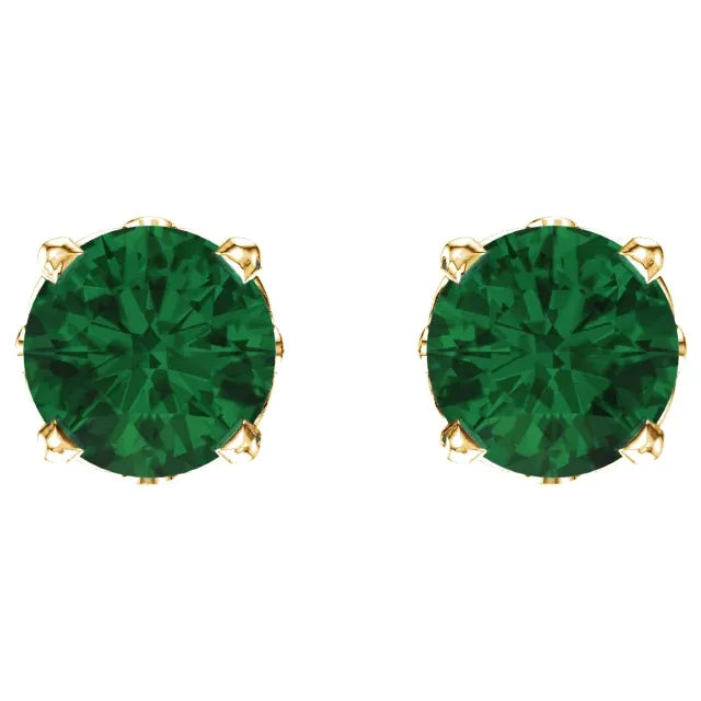 14K Gold Lab-Grown Sapphire 4-Prong Scroll Setting Stud Earrings