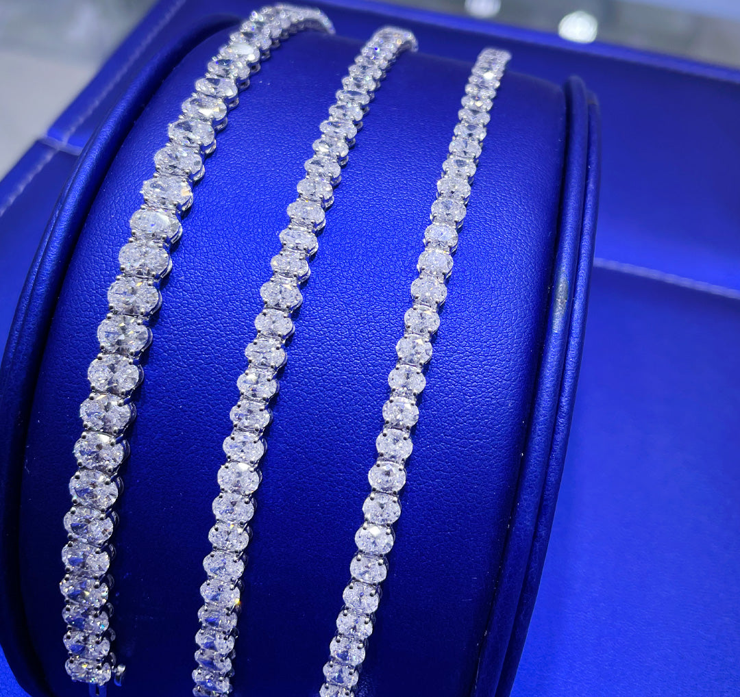 14K Gold Oval Cut 9ct - 11ct - 18ct Lab Grown Diamond Bracelet