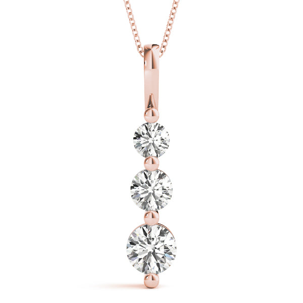 14K 3 Stone Diamond Pendant
