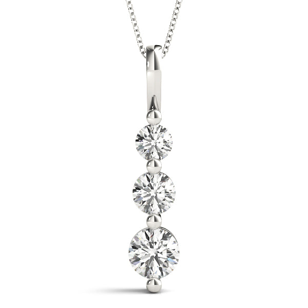 14K 3 Stone Diamond Pendant