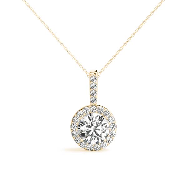 14K Gold Halo Diamond Pendant