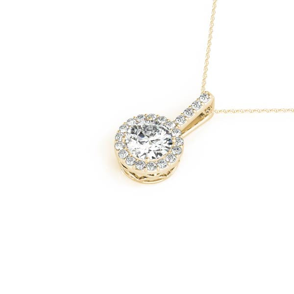 14K Gold Halo Diamond Pendant