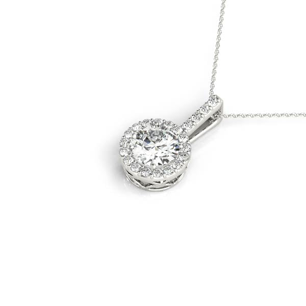 14K Gold Halo Diamond Pendant