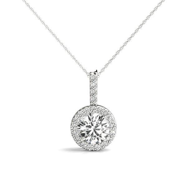 14K Gold Halo Diamond Pendant