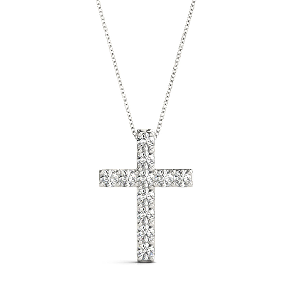 14K Diamond Cross Shared Prong