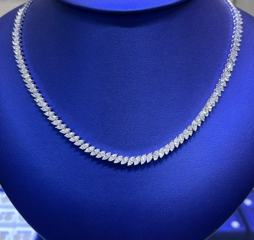 14K Gold 9.22ctw Lab Grown Marquise Cut Diamond Necklace