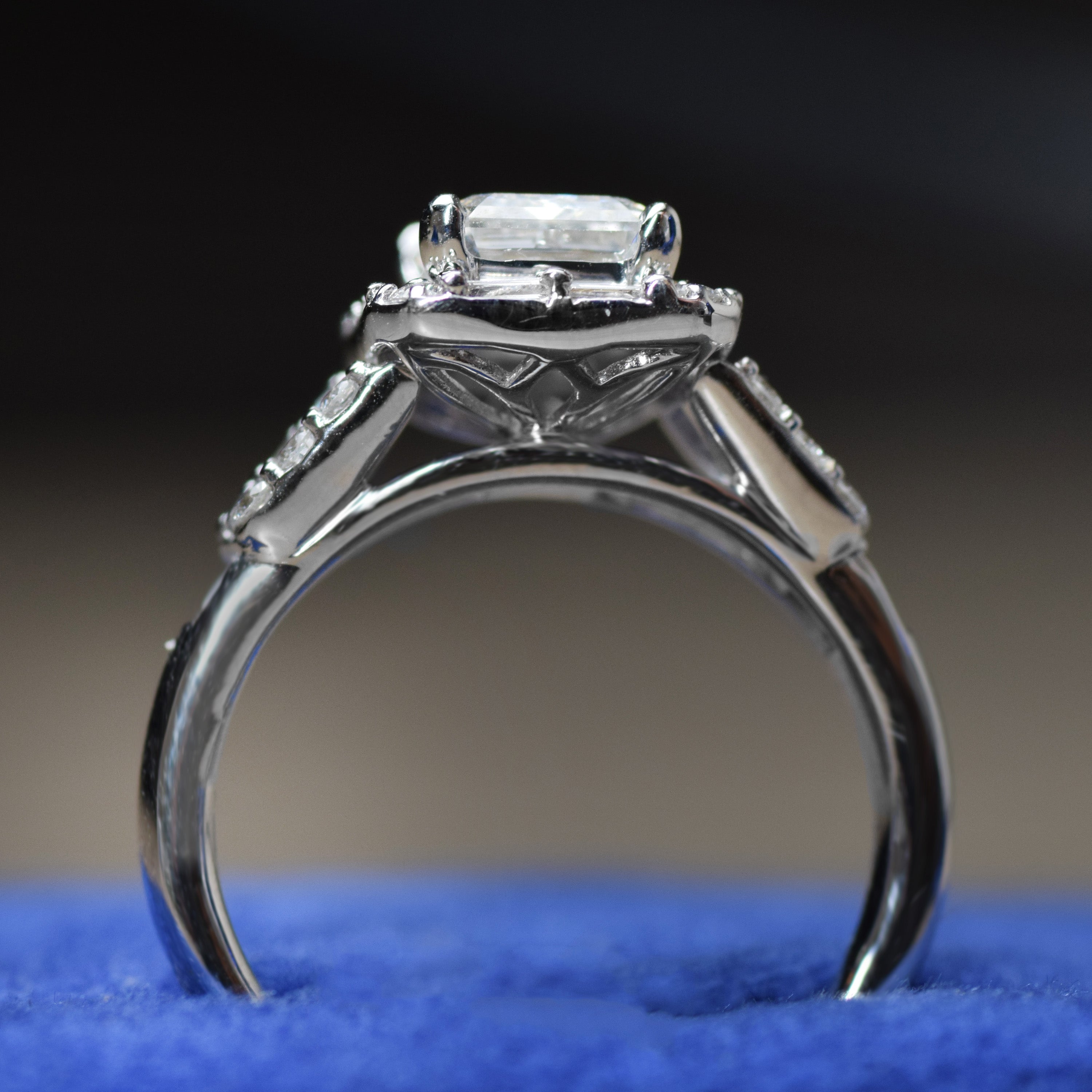 14K Gold 2.83 CT Lab Grown Emerald Cut Lab Diamond Engagement Ring