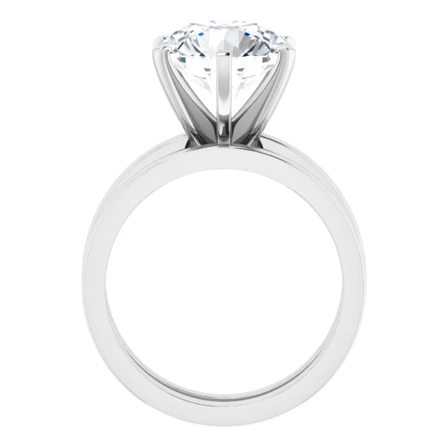 14K White 10 mm Round Solitaire Engagement Ring Setting