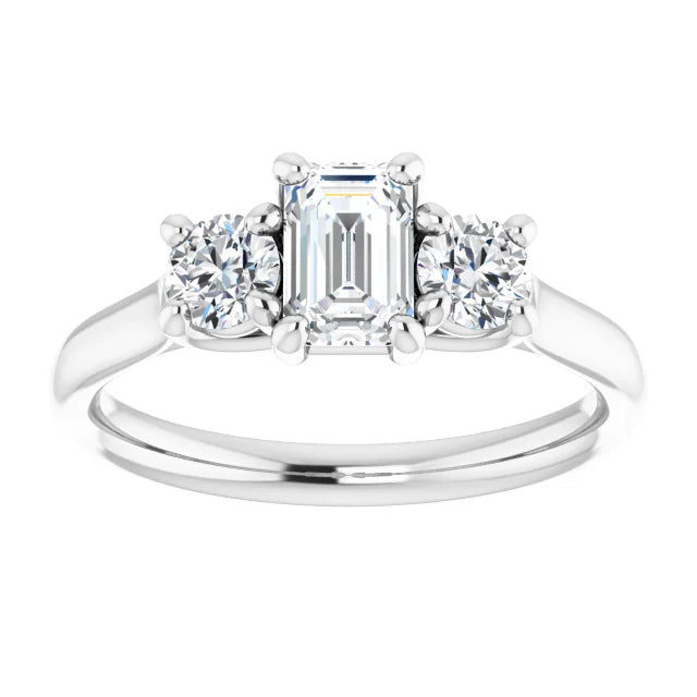 14K Gold Emerald Cut 3 Stone [0.50 ctw] Lab-Grown Diamond [D - VS1] Engagement Ring