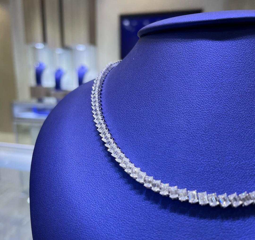 14K Gold 10.17ctw Lab Grown Emerald Diamond Necklace