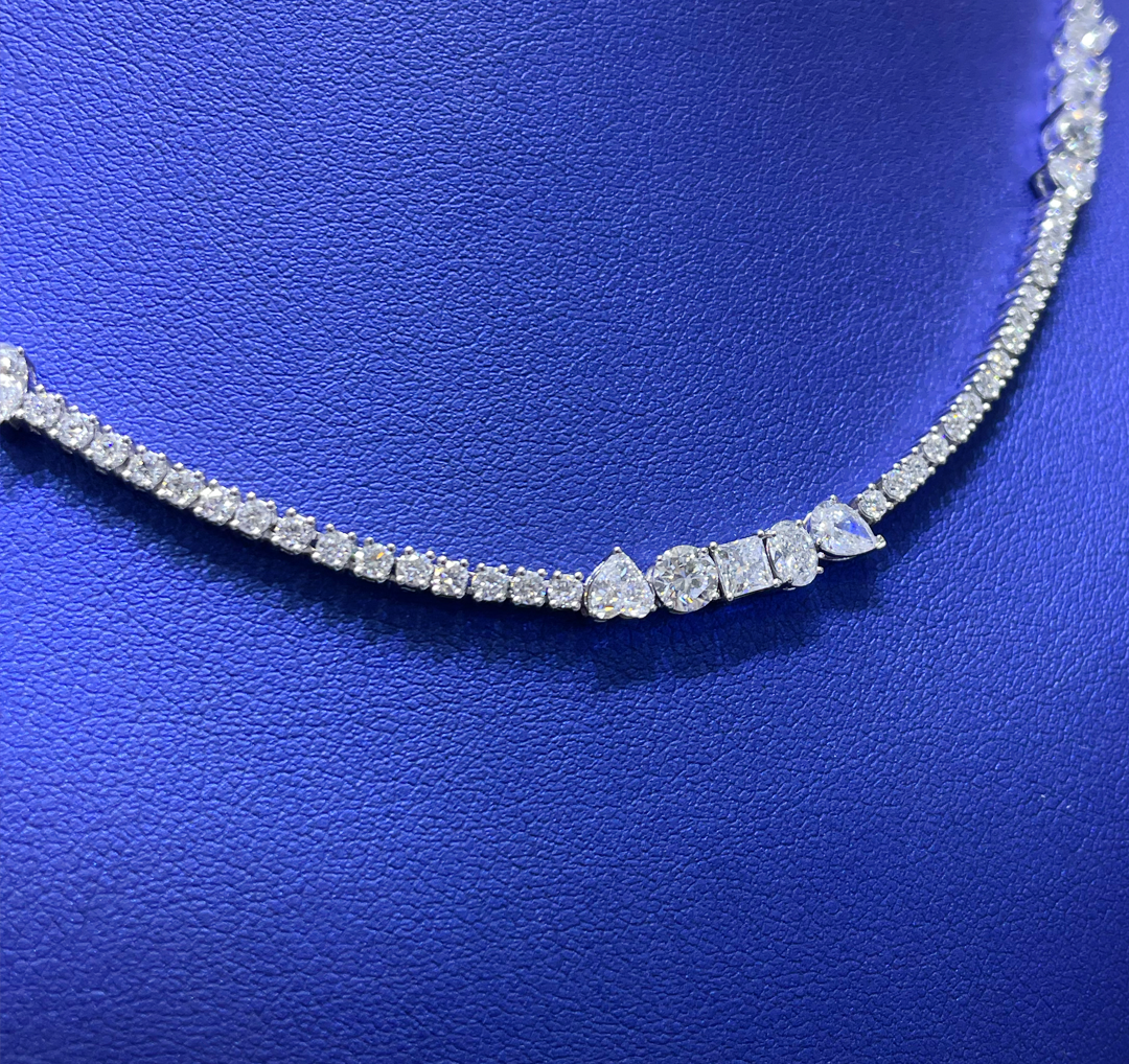 14K Gold 8.26ctw Lab Grown Diamond Multi Stone Necklace
