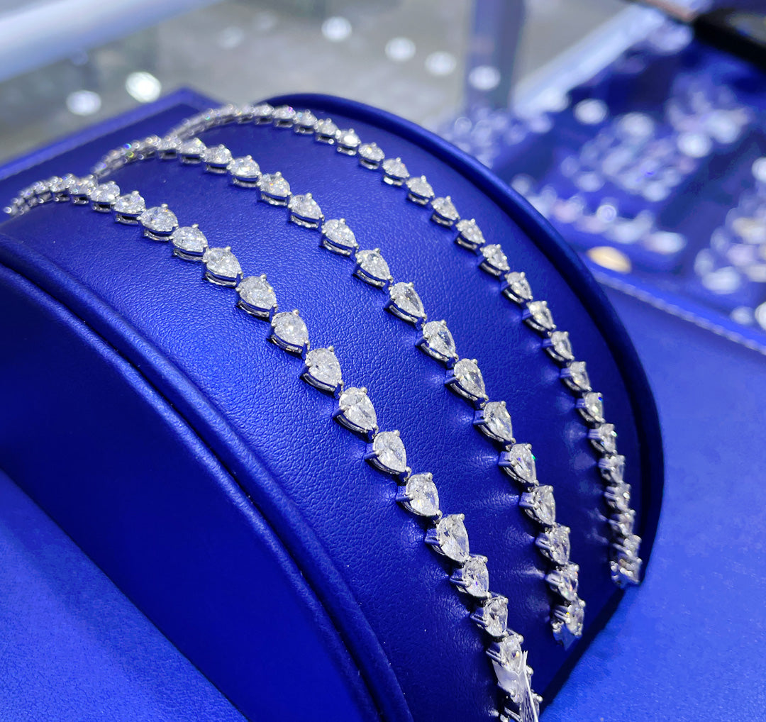 14K Gold Pear Cut 7ct - 10ct - 12ct Lab Grown Diamond Bracelet