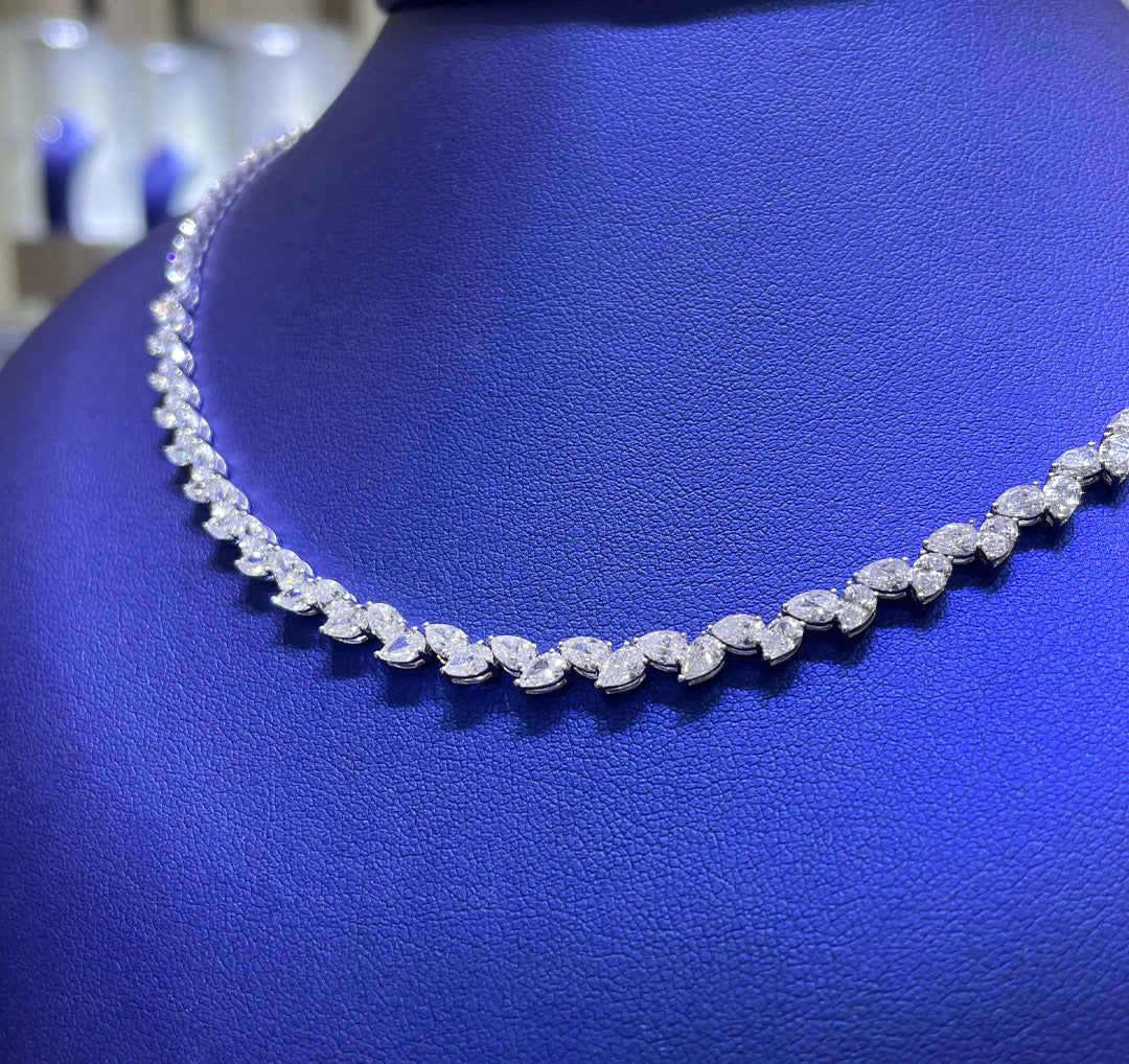 14K Gold 9.22ctw Lab Grown Pear Cut Diamond Necklace