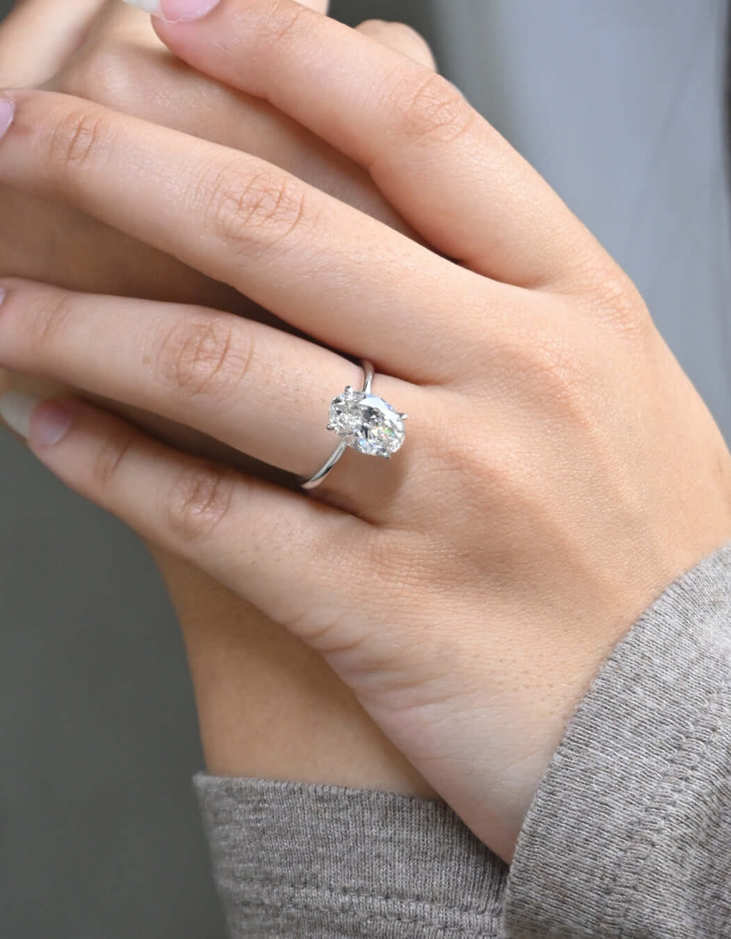 14K Gold 3.12CT Oval Cut Solitaire Diamond Engagement Ring