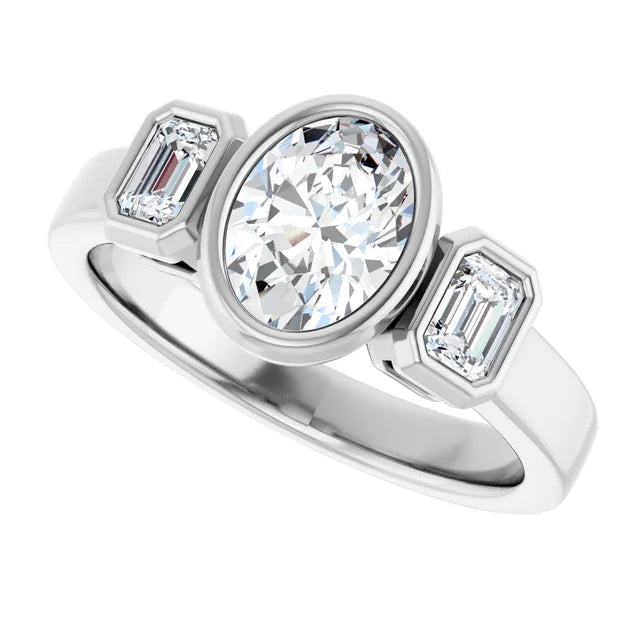 14K Gold Oval Lab-Grown 0.90ctw Diamond Engagement Ring