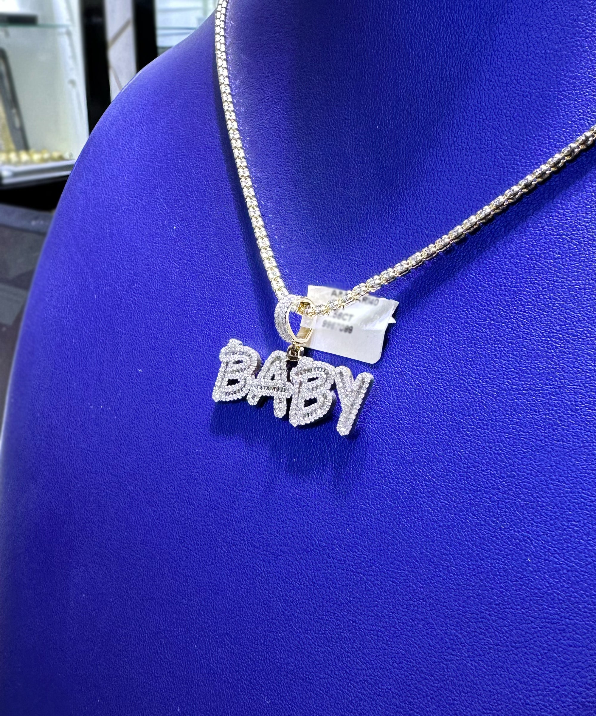 1.56ctw Natural Diamond Baby Letter Pendant in 10K Gold