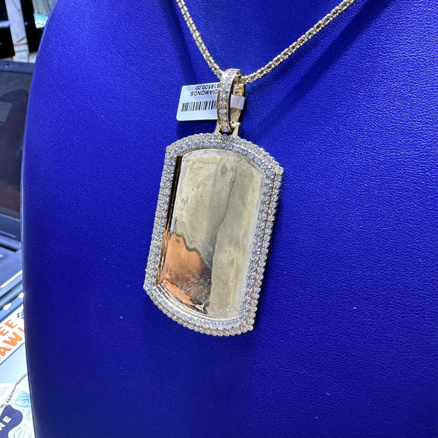 6.25ctw Natural Diamond Memory Charm Rectangle Pendant in 10K Gold