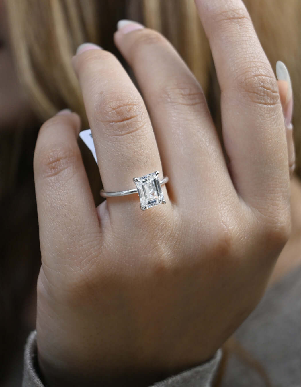 14K Gold 2.88CT Emerald Cut Solitaire Diamond Engagement Ring