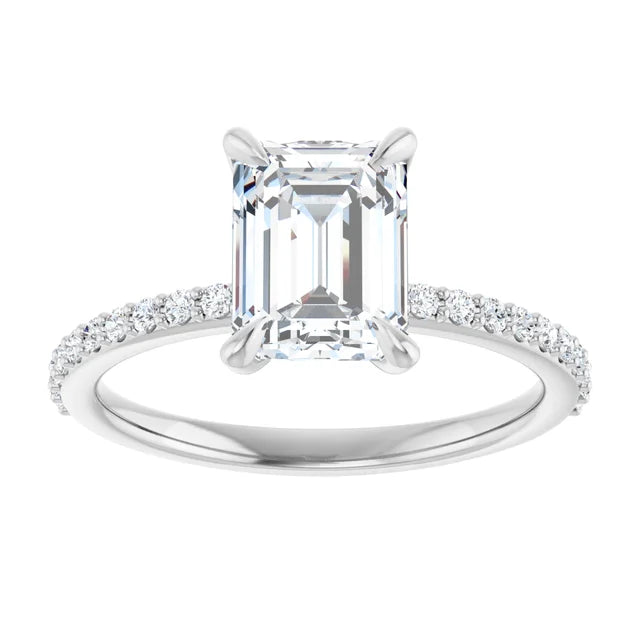14K Gold Emerald Cut [1.62ctw] Lab-Grown Diamond [D - VVS2] Engagement Ring